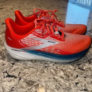 Brooks Red and White Athletic Shoes with Breathable Mesh