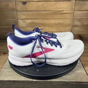 Brooks Revel 5 Running Shoe White Pink Womens Size 9.5 Lace Up Athletic Shoes
