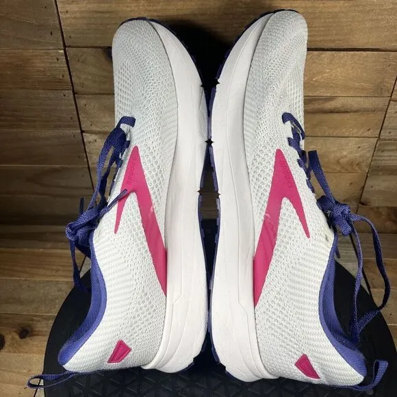 Brooks Revel 5 Running Shoe White Pink Womens Size 9.5 Lace Up Athletic Shoes