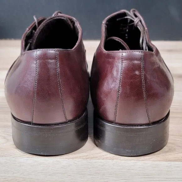 Bruno Magli Maioco Oxford Shoes Mens Size 14 Red Brown Leather Cap Toe Italy