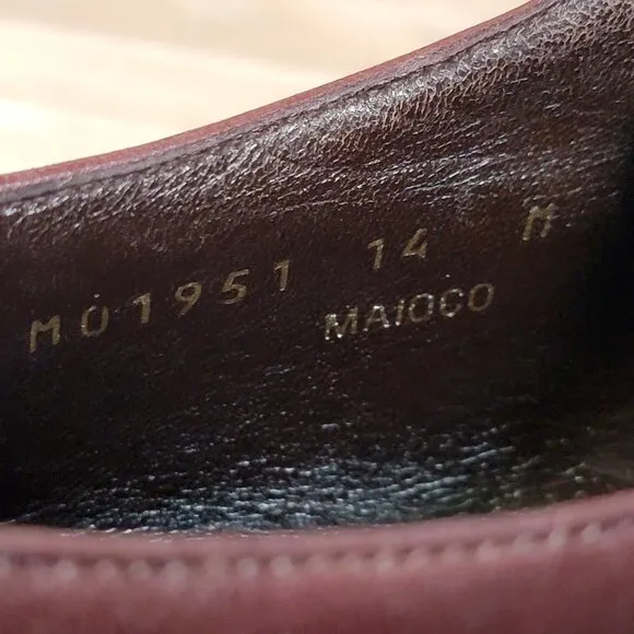 Bruno Magli Maioco Oxford Shoes Mens Size 14 Red Brown Leather Cap Toe Italy