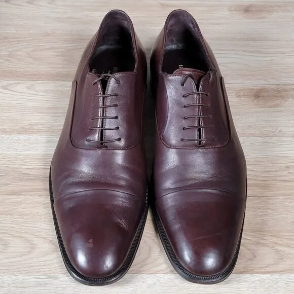 Bruno Magli Maioco Oxford Shoes Mens Size 14 Red Brown Leather Cap Toe Italy