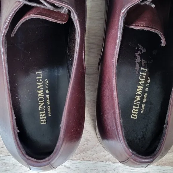 Bruno Magli Maioco Oxford Shoes Mens Size 14 Red Brown Leather Cap Toe Italy