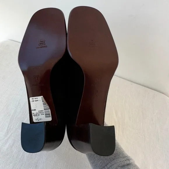 Bruno‎ Magli Vintage Suede Leather Block Heel Pumps Classic Shoes Brown Size 9