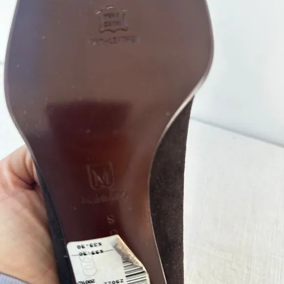Bruno‎ Magli Vintage Suede Leather Block Heel Pumps Classic Shoes Brown Size 9