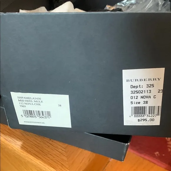 Burberry Nova Check Women's Mid Heel Plaid Mules - Black, Red, &amp; Cream