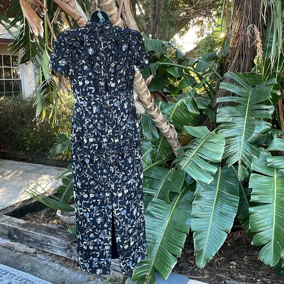 burnout velvet floral classic Cheongsam Sam column maxidress