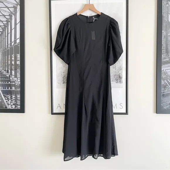 By Anthropologie Modern Sheer Midi Dress in Black Size 0