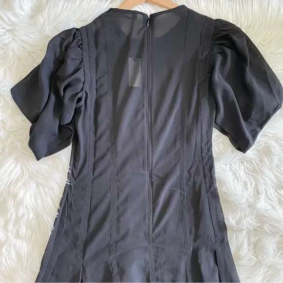 By Anthropologie Modern Sheer Midi Dress in Black Size 0