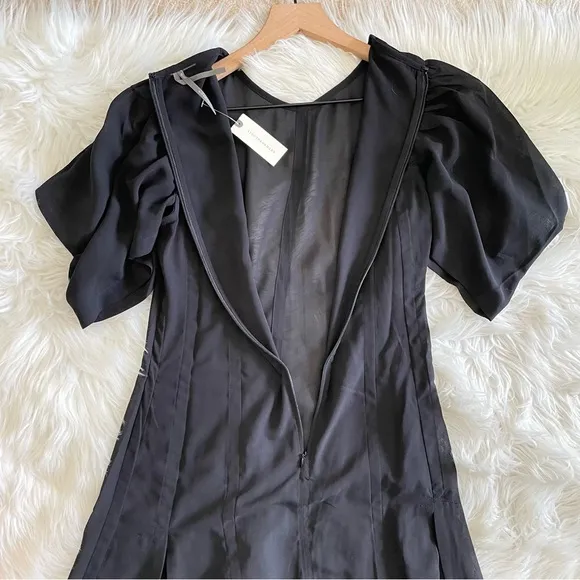 By Anthropologie Modern Sheer Midi Dress in Black Size 0
