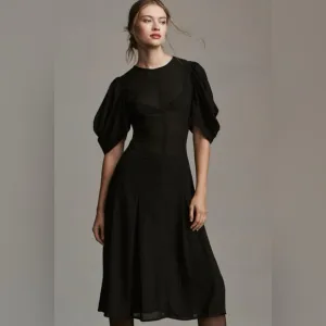 By Anthropologie Modern Sheer Midi Dress in Black Size 0