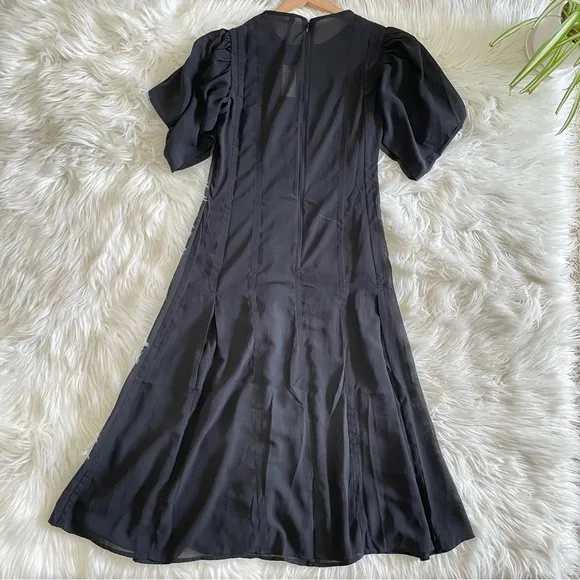 By Anthropologie Modern Sheer Midi Dress in Black Size 0