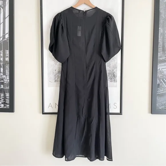 By Anthropologie Modern Sheer Midi Dress in Black Size 0