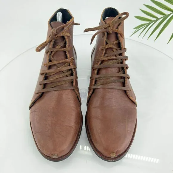 Caboclo Leo Ankle Boot Men's Size 8 Brown Leather Studded Classic Lace Up