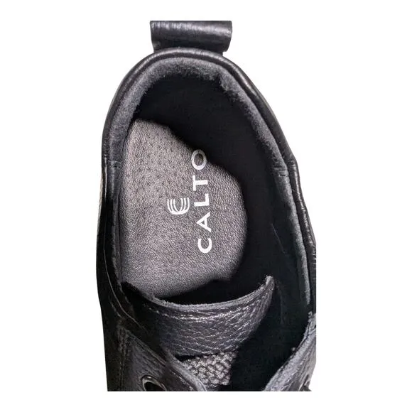 Calto Men's Black Leather 3&quot; Invisible Height Increasing Lace Up Casual Shoes 6