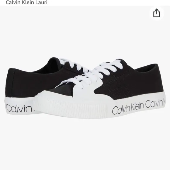 Calvin Klein Black &amp; White Logo Lauri Sneakers