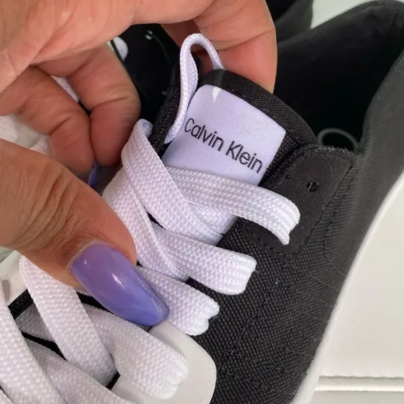 Calvin Klein Black &amp; White Logo Lauri Sneakers