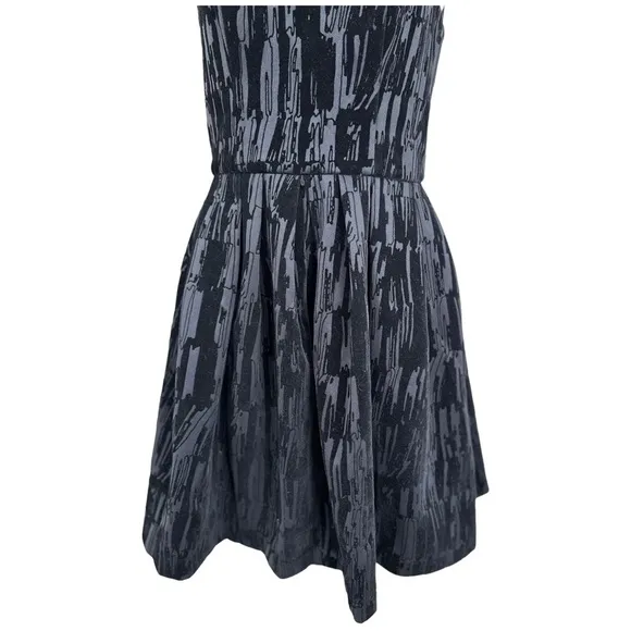 Calvin Klein Black Velvet Burn-Out Fit &amp; Flare Dress V-Neck Sleeveless Size 6