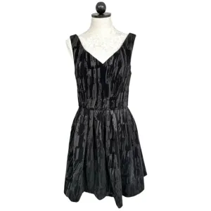 Calvin Klein Black Velvet Burn-Out Fit &amp; Flare Dress V-Neck Sleeveless Size 6