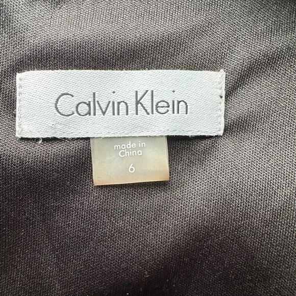 Calvin Klein Black Velvet Burn-Out Fit &amp; Flare Dress V-Neck Sleeveless Size 6