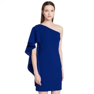 Calvin Klein Blue One-Shoulder Ruffle Sheath Dress NWOT Size 2
