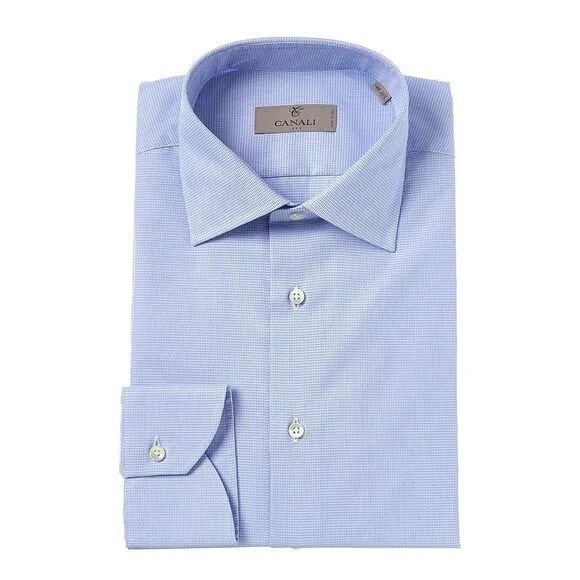 Canali Mens  Modern Fit Dress Shirt, Blue