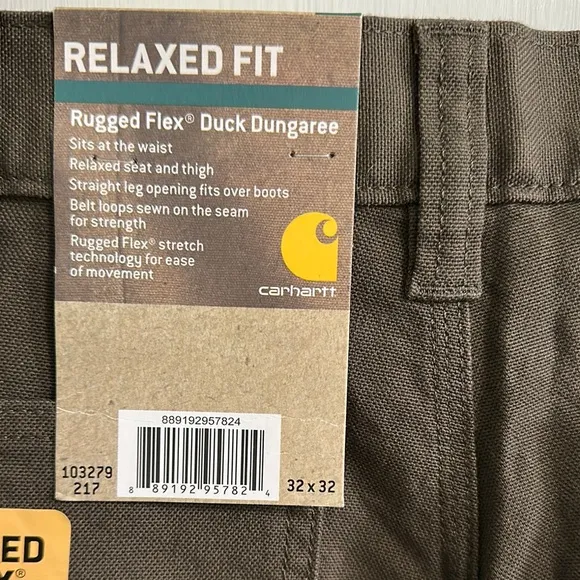 Carhartt Men's Relaxed Fit Rugged Flex Duck Dungaree Utility Pant - Tarmac
