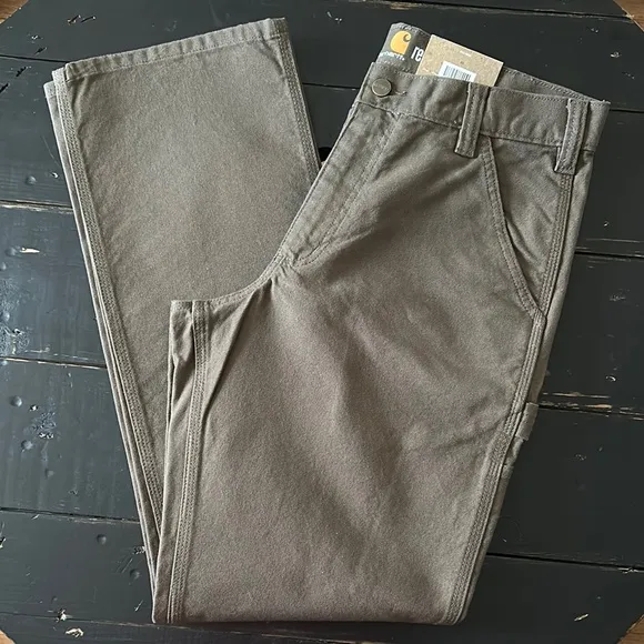 Carhartt Men's Relaxed Fit Rugged Flex Duck Dungaree Utility Pant - Tarmac
