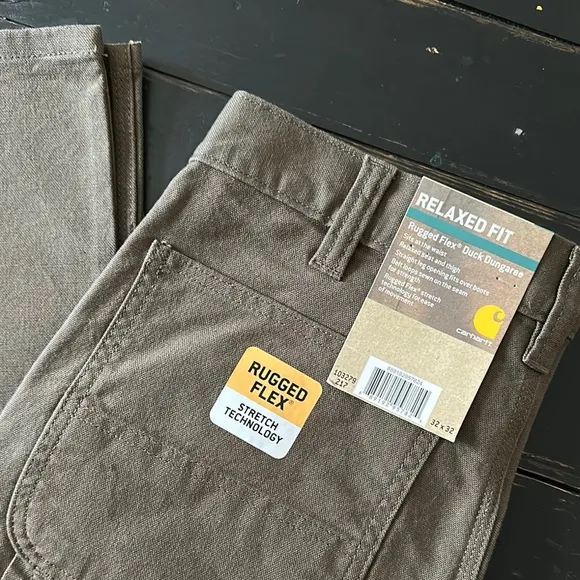 Carhartt Men's Relaxed Fit Rugged Flex Duck Dungaree Utility Pant - Tarmac