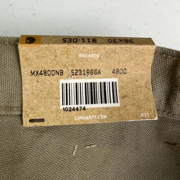 CARHARTT Original Fit Washed Duck Dungaree B11DES Size 38x30
