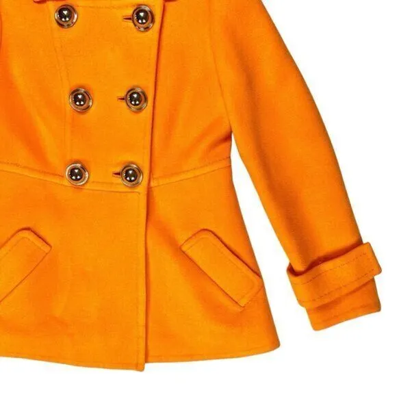 CARLISLE Wool Unlined Double Breasted UNIQUE Pea Coat 8 Chic Modern Preppy Noel