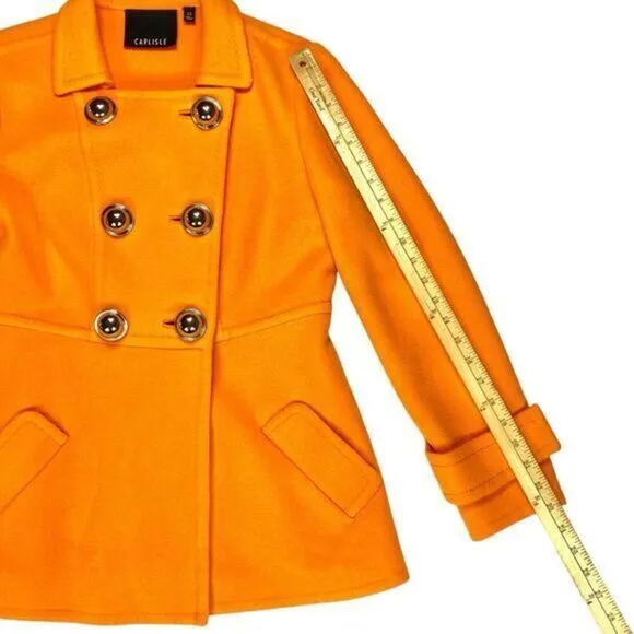 CARLISLE Wool Unlined Double Breasted UNIQUE Pea Coat 8 Chic Modern Preppy Noel