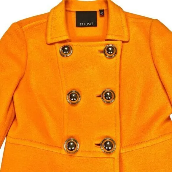 CARLISLE Wool Unlined Double Breasted UNIQUE Pea Coat 8 Chic Modern Preppy Noel