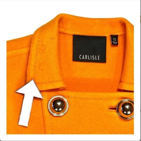 CARLISLE Wool Unlined Double Breasted UNIQUE Pea Coat 8 Chic Modern Preppy Noel