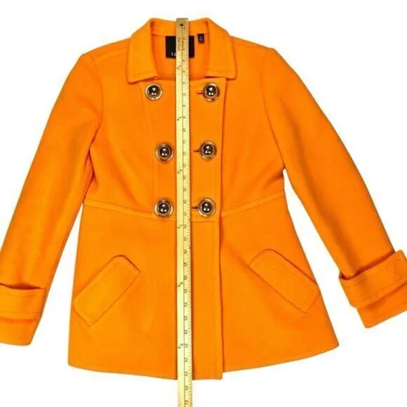 CARLISLE Wool Unlined Double Breasted UNIQUE Pea Coat 8 Chic Modern Preppy Noel