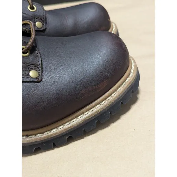 Carolina Mens Elm Logger Work Boots Hard Toe Brown Leather Lace Up Shoes Utility