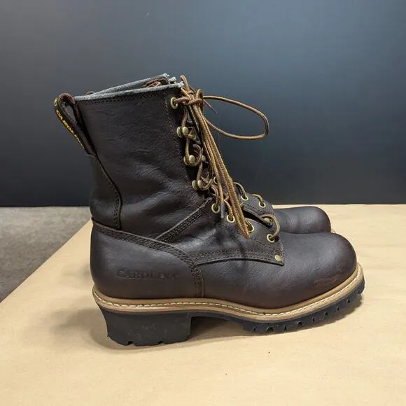 Carolina Mens Elm Logger Work Boots Hard Toe Brown Leather Lace Up Shoes Utility