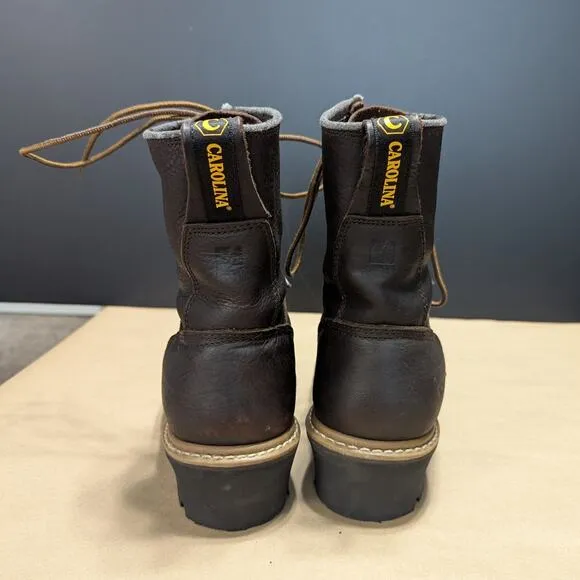 Carolina Mens Elm Logger Work Boots Hard Toe Brown Leather Lace Up Shoes Utility
