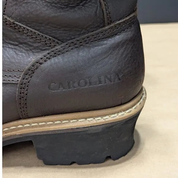 Carolina Mens Elm Logger Work Boots Hard Toe Brown Leather Lace Up Shoes Utility
