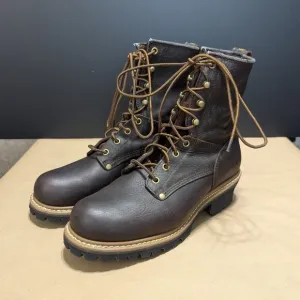 Carolina Mens Elm Logger Work Boots Hard Toe Brown Leather Lace Up Shoes Utility