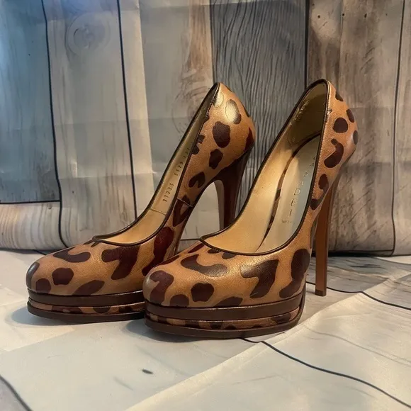 Casadei Classic Platform Pump, Leopard / Animal Print, Woman's Shoes Size 7
