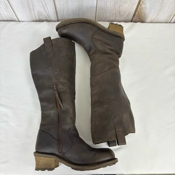 Caterpillar Boots Leather Waterproof Biker Equestrian Work Boots Brown Size 8
