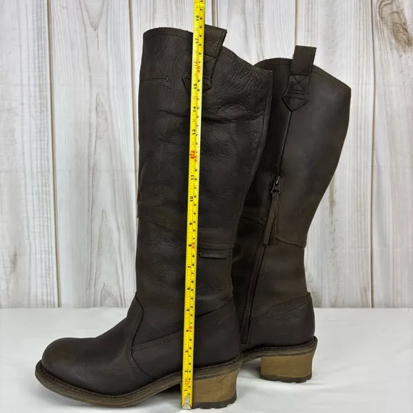 Caterpillar Boots Leather Waterproof Biker Equestrian Work Boots Brown Size 8