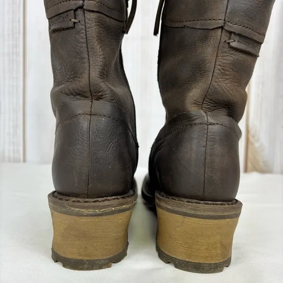 Caterpillar Boots Leather Waterproof Biker Equestrian Work Boots Brown Size 8