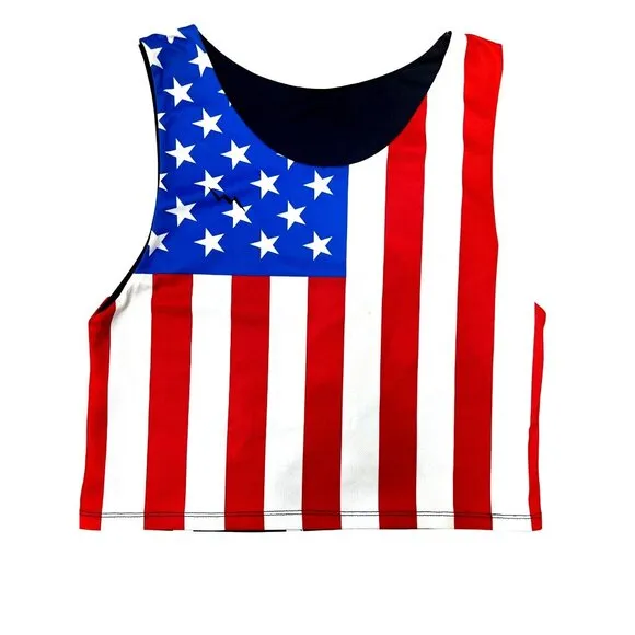 CCC Patriotic USA Flag Reversible Dont Kill My Vibe Lightweight Sleeveless Jerse