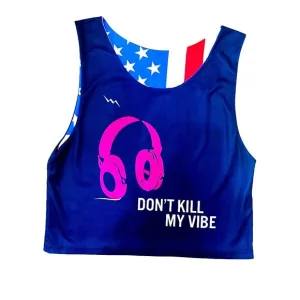CCC Patriotic USA Flag Reversible Dont Kill My Vibe Lightweight Sleeveless Jerse