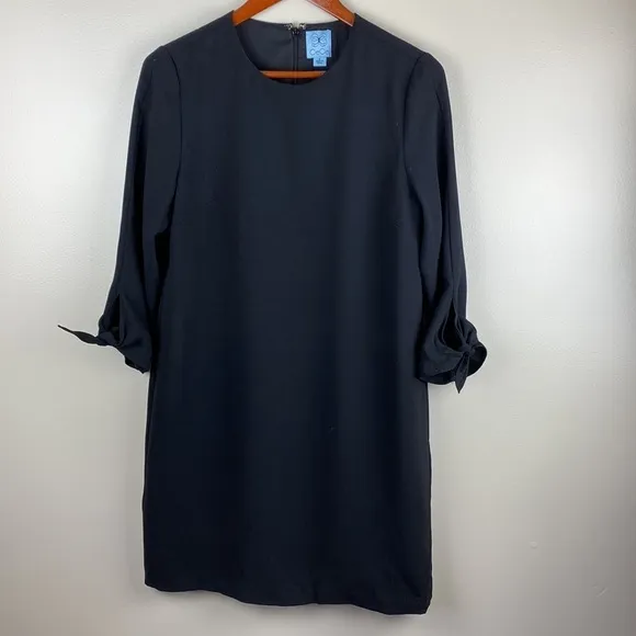 CeCe Woman’s Size 8 Tie Sleeve Shift Dress Black Classic Staple