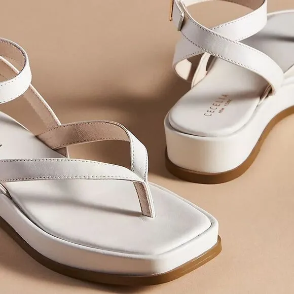 Cecelia New York Kara Anthropologie Comfortable Ivory Sandals Size 6.5 NWT