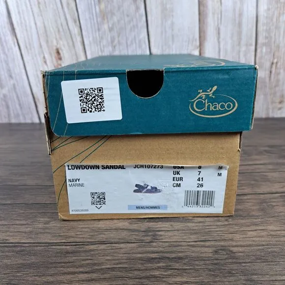 Chaco Lowdown Strappy Active Sandals Men's Sz 8 Navy JCH107273 (WornBriefly)