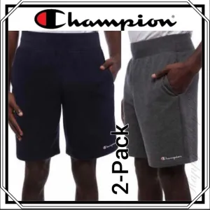 Champion Men’s French Terry Short, 2-Pack, Blu&amp;Gry